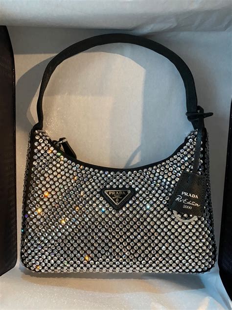 satin mini-bag with artificial crystals prada|Prada.